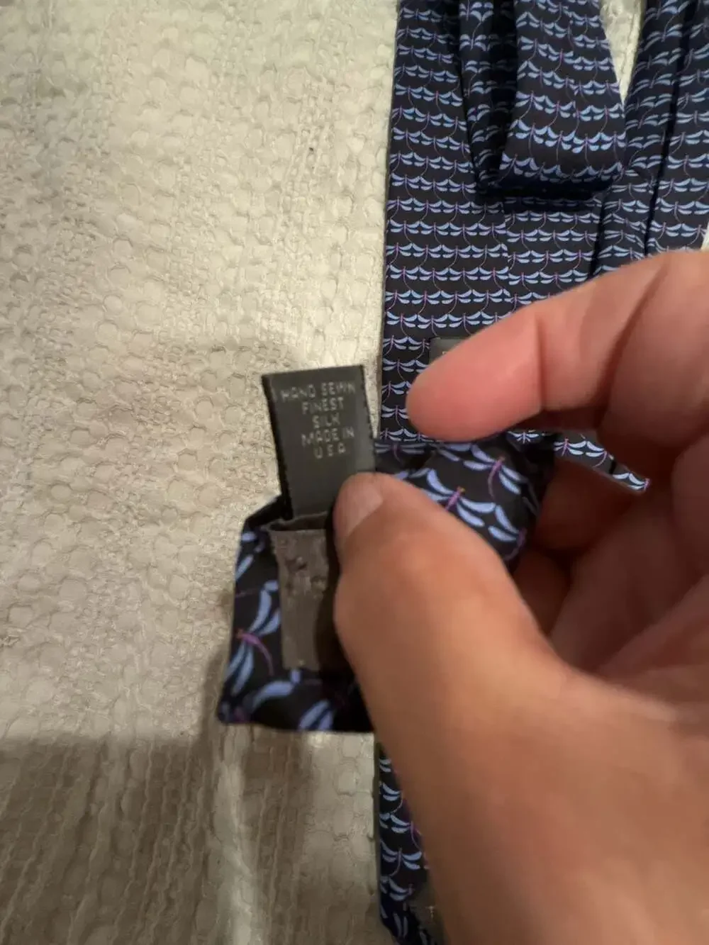 Robert Talbott Silk Tie Navy Blue Dragonfly Print